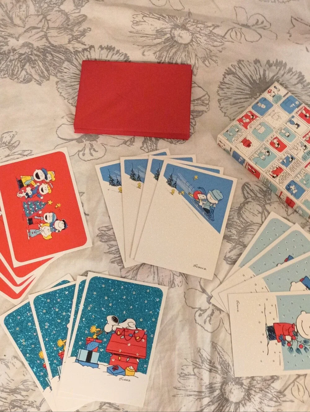 Vintage 1960s Peanut Christmas Cards + Calligraphy Pen Set with Colored Nibs